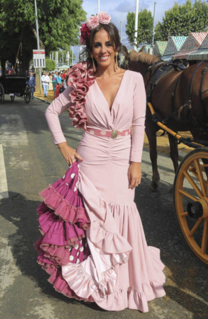 Falda flamenca estampada de rosas con 5 volantes - F-EST-ROSAS